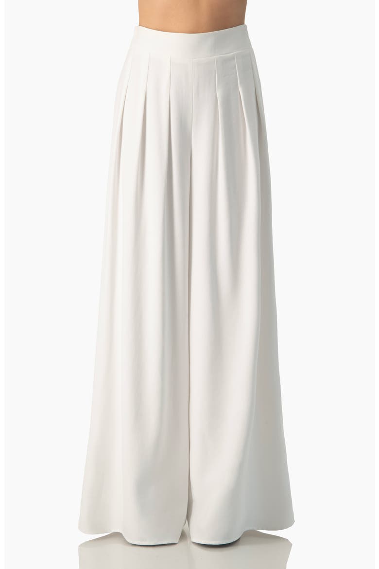 Relaxed High-Rise Wide-Leg Crepe Palazzo Trousers, Main, color, White