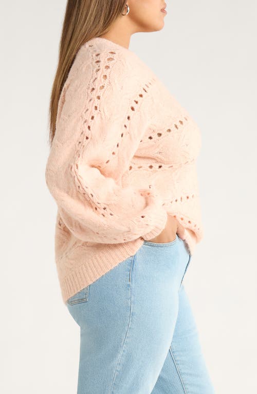 Treasure & Bond Cable Crewneck Sweater In Brown