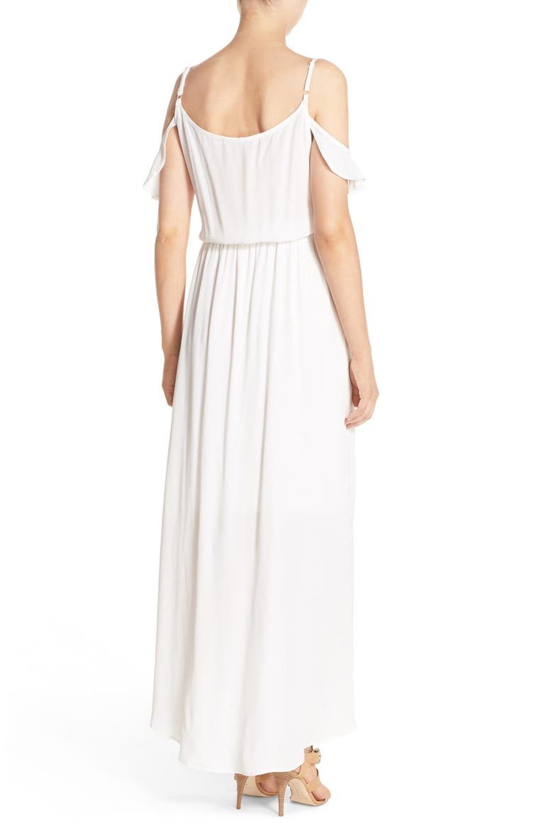 Cold Shoulder Wrap Front Maxi Dress, Alternate, color, WHITE