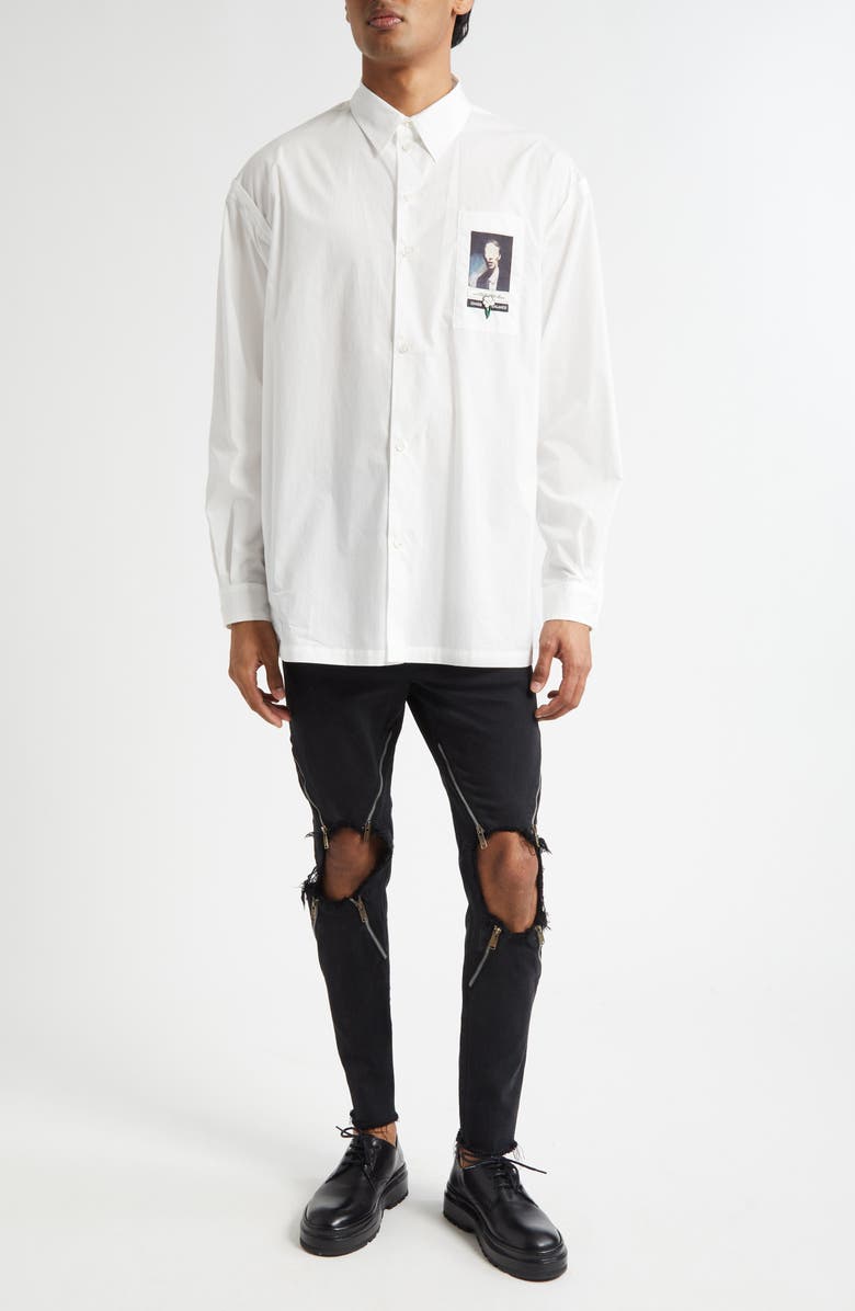 Undercover Ripped Knee Zip Detail Pants, Alternate, color, Charcoal