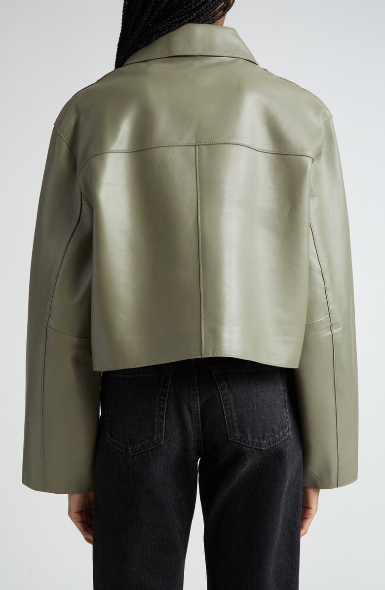 Stand Studio Gretel Boxy Crop Lambskin Leather Jacket, Alternate, color, 