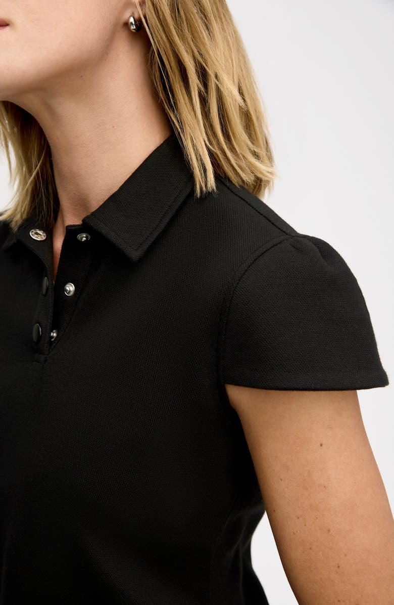 Sam Edelman Puff Sleeve Crop Polo Top, Alternate, color, True Black