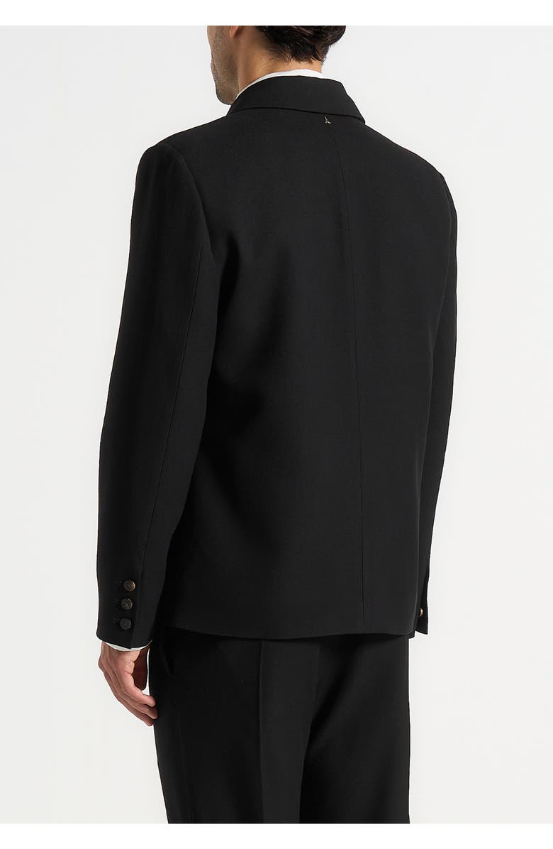 Manière De Voir Alec Double Breasted Suit Jacket With Contrast Lapel, Alternate, color, Black