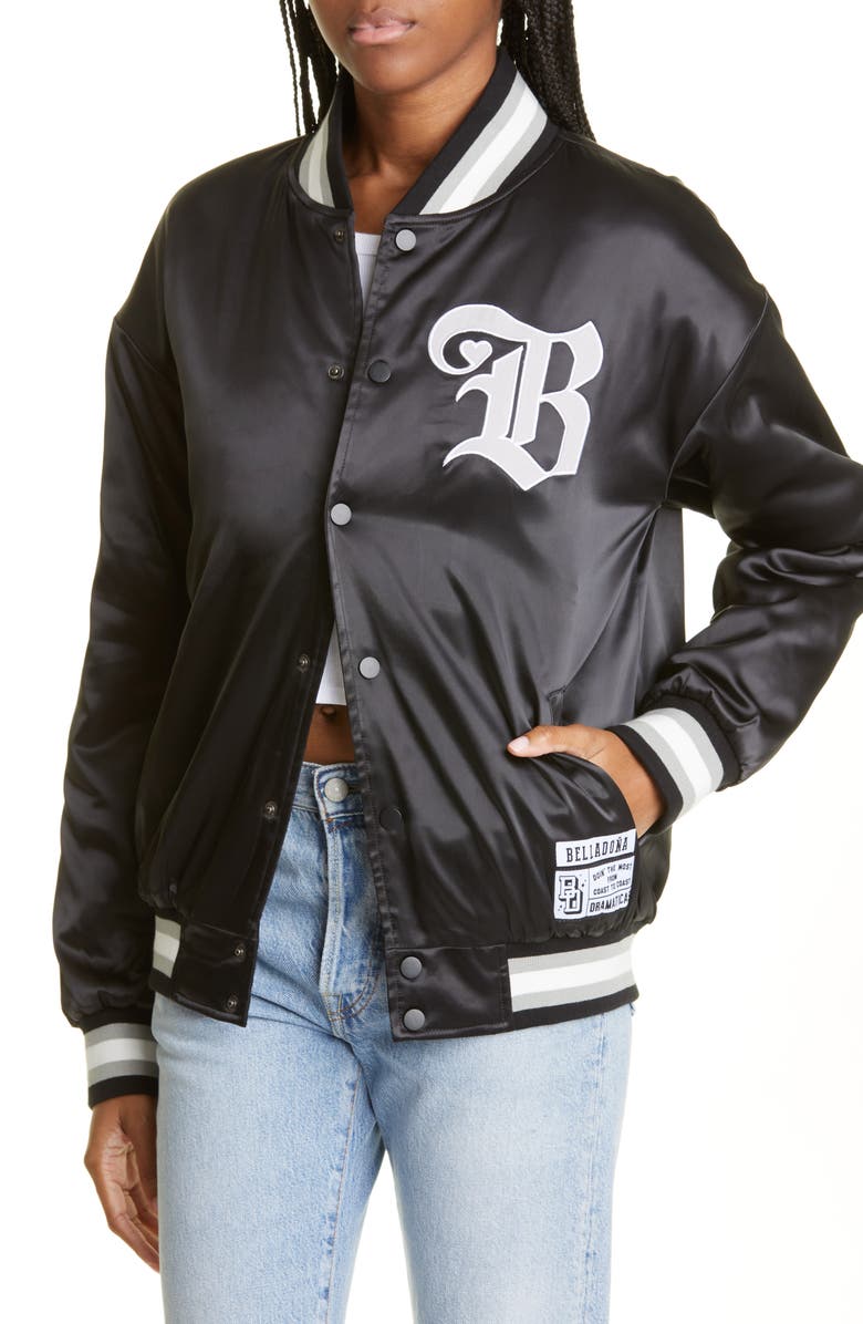 Bella Doña Love Satin Bomber Jacket, Alternate, color, 