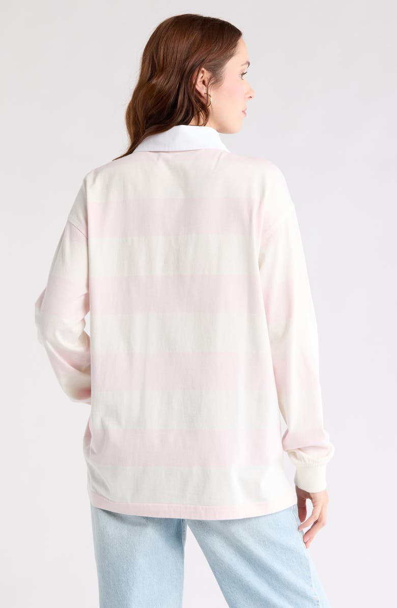 Oversize Rugby Stripe Long SLeeve Polo