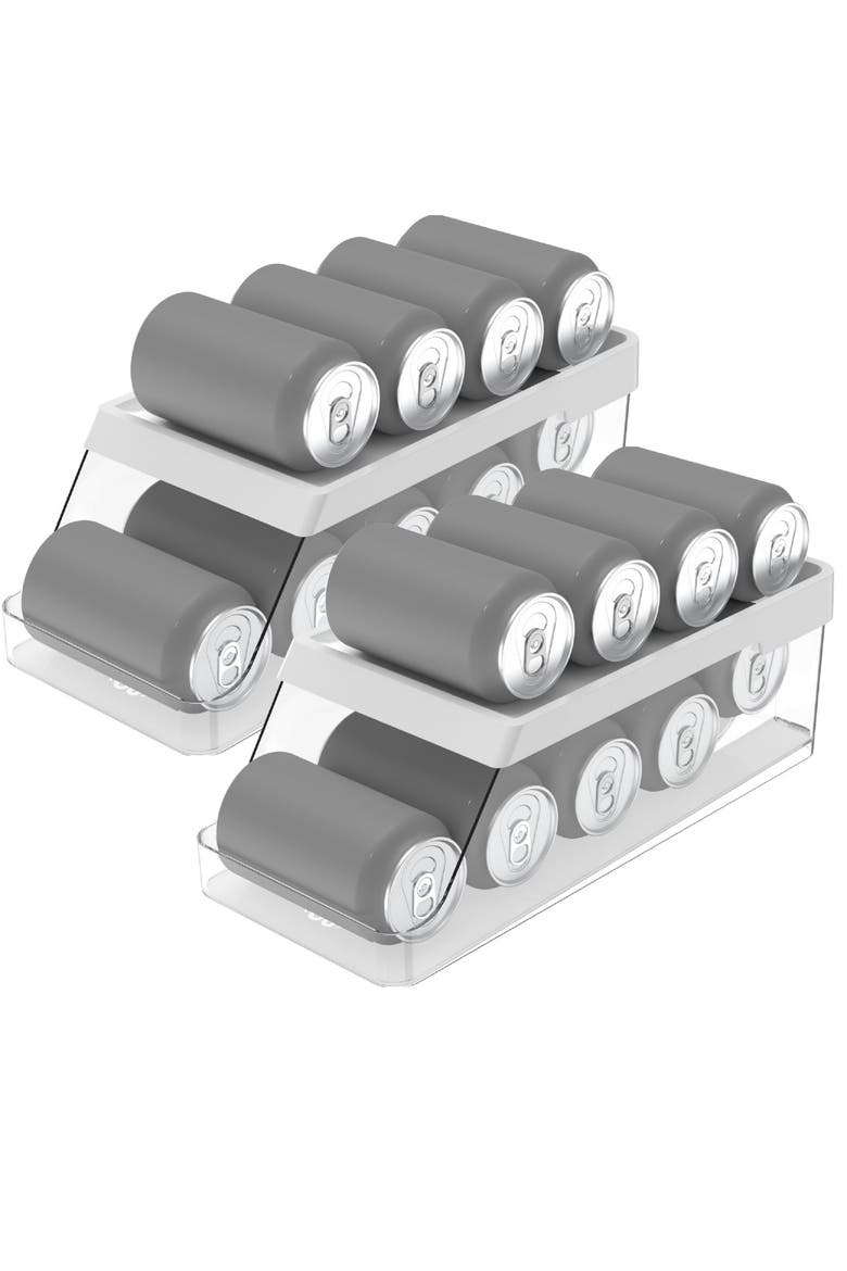 Clear Rolling BPA Free Can Dispenser Organizer 2 Piece Set, Main, color, Clear