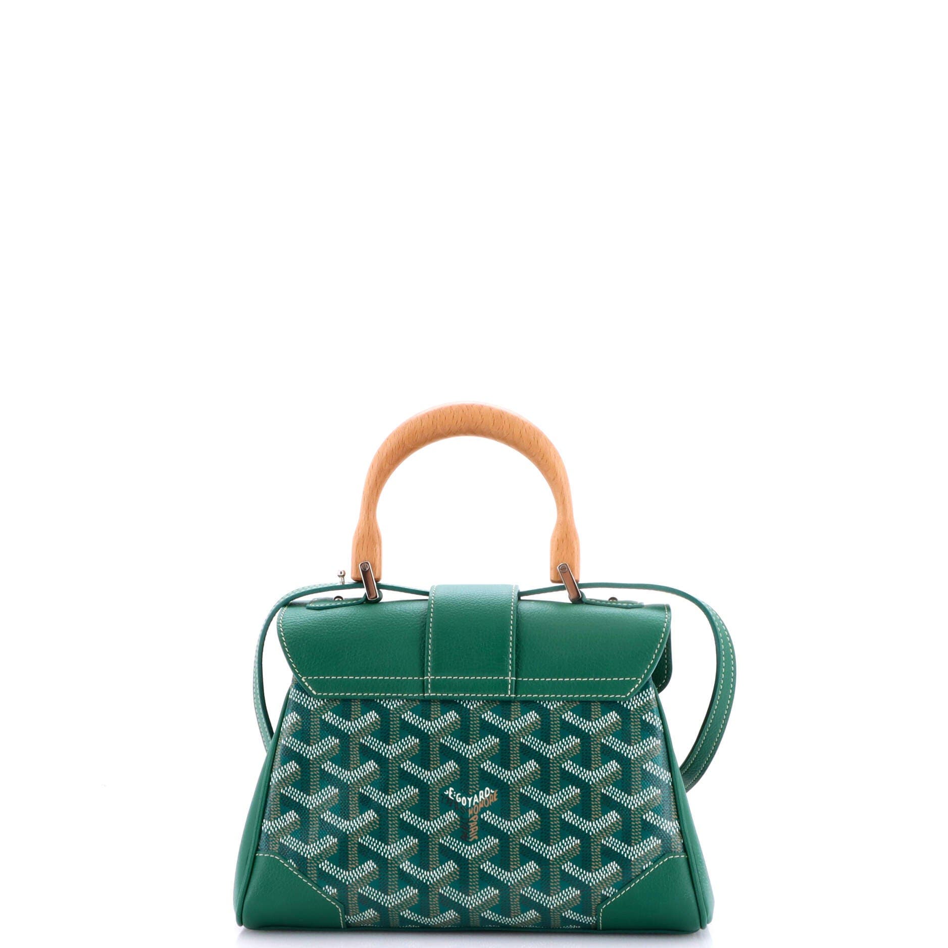Pre-Owned Goyard Saigon Top Handle Bag Coated Canvas with Leather Mini, Alternate, color, Green