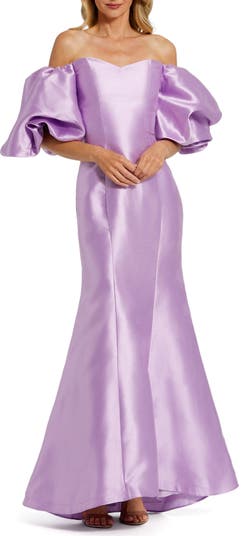 【Mac Duggal】スウィートハートカットアウトプロムガウン Mac Duggal Sweetheart Off The Shoulder Puff Sleeve Gown