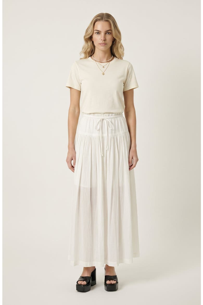 Paperbag Waist Wide Leg Pants with Drawstring and Gathered Yoke, Alternate, color, Beige