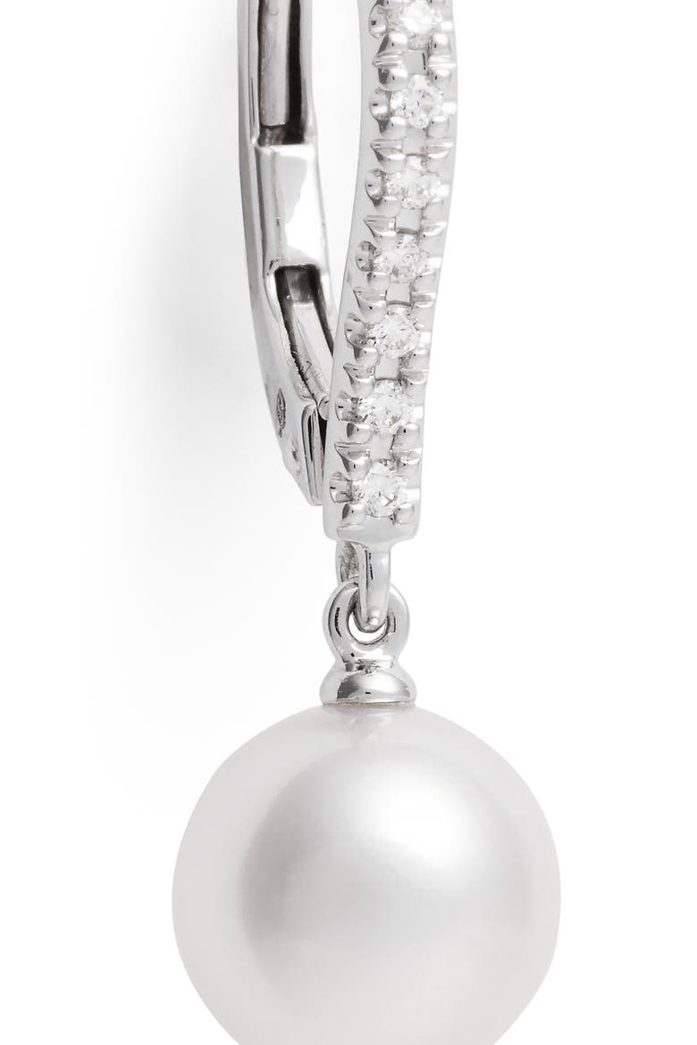 Diamond & Akoya Cultured Pearl Earrings, Alternate, color, WHITE GOLD