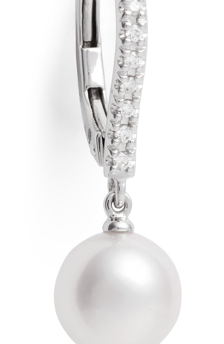 Mikimoto Diamond & Akoya Cultured Pearl Earrings, Alternate, color, White Gold