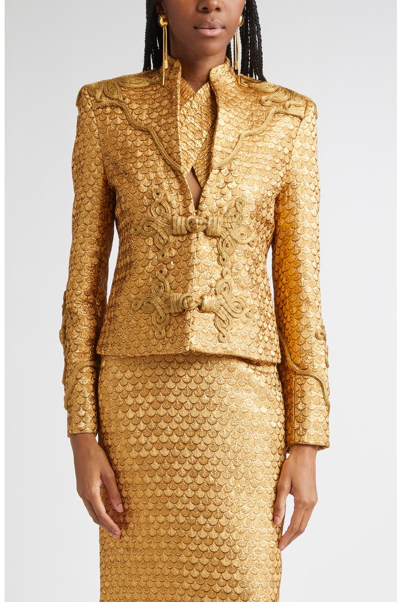 johanna ortiz gold dress Boldness Scale Jacquard Jacket (Women) johanna ortiz h&m red dress