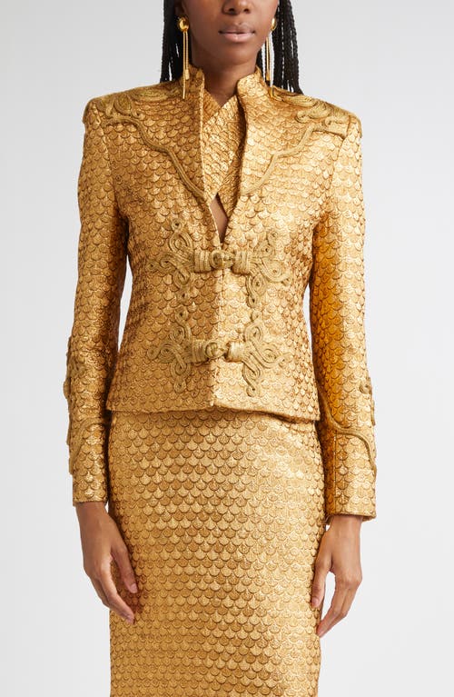 Johanna Ortiz Boldness Scale Jacquard Jacket In Gold