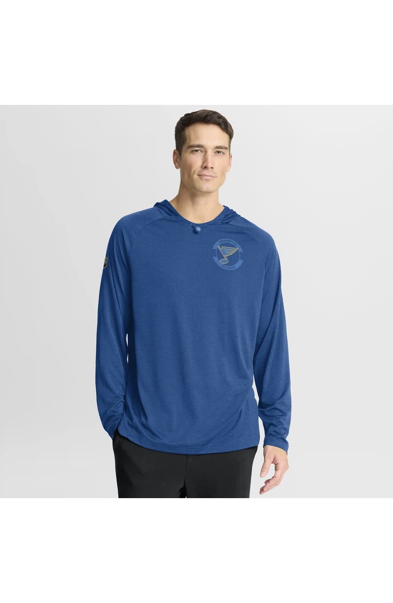 FANATICS Men's Fanatics Heather Blue St. Louis Blues Authentic Pro Rink Raglan Hoodie, Alternate, color, Heather Blue