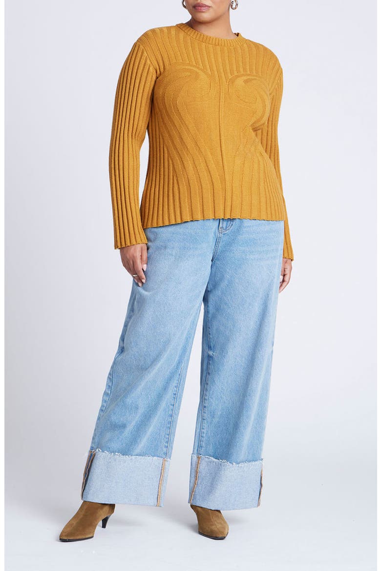 Bust Stitch Sweater, Alternate, color, OCHRE