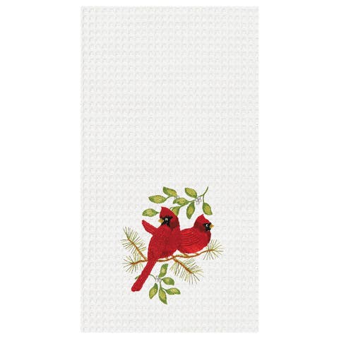 Song Bird Cardinals Waffle Weave Cotton Kitchen Towel