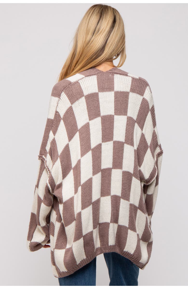 PinkBlush Checkered Print Oversized Cardigan, Alternate, color,