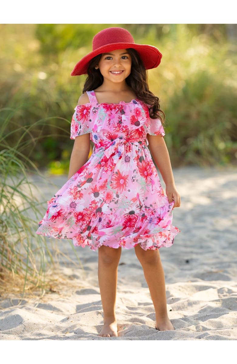 Mia Belle Girls Girls Seaside Petals Ruffle Midi Dress, Alternate, color, Pink
