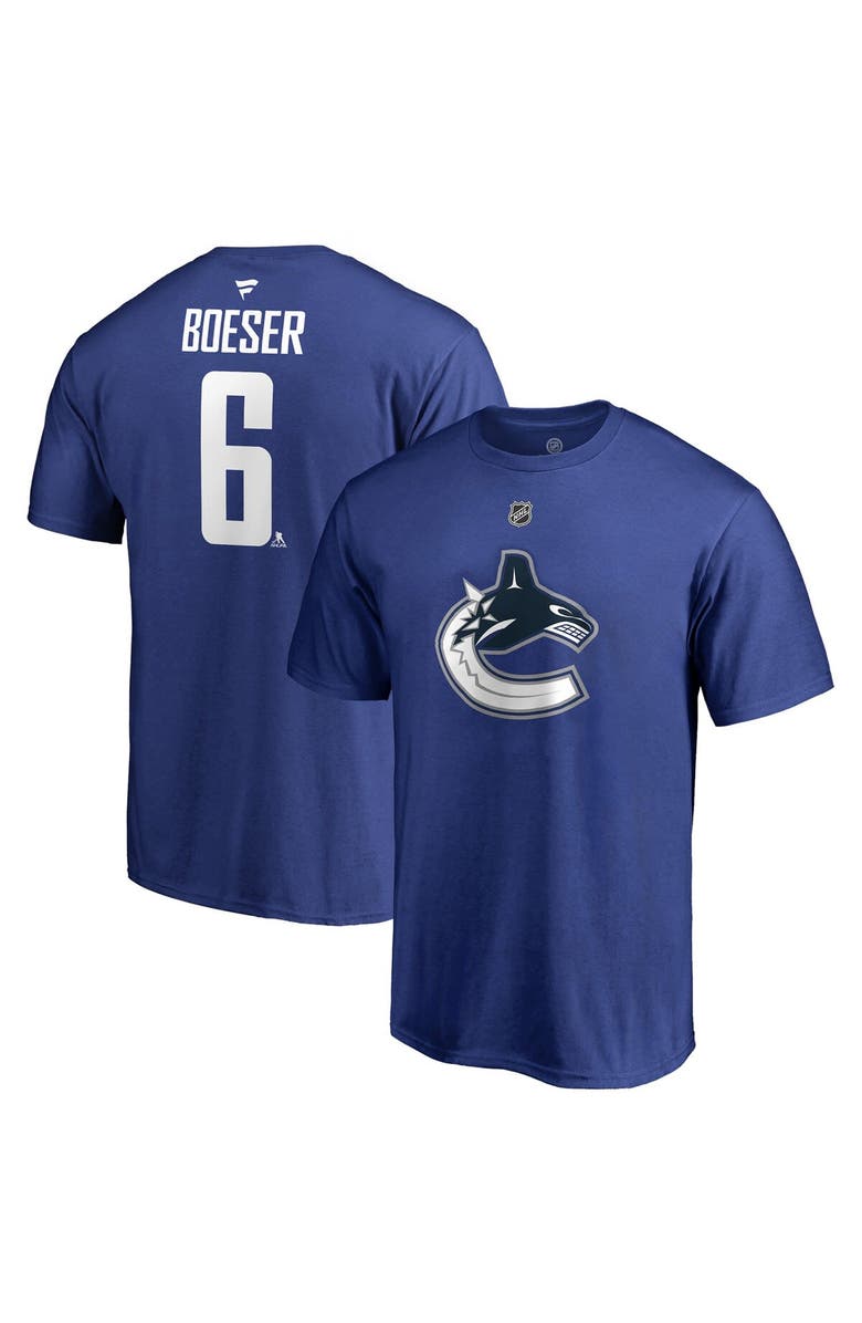FANATICS Men's Fanatics Branded Brock Boeser Blue Vancouver Canucks Team Authentic Stack Name & Number T-Shirt, Main, color, Blue