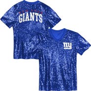 Outerstuff Girls Youth Royal New York Giants Wordmark Sequin V-Neck Top