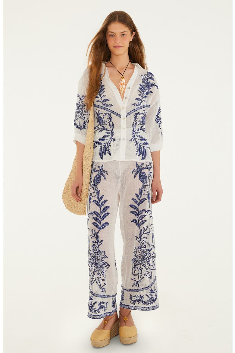 Nina Embroidery Open Stitch Cotton Cover-Up Top, Alternate, color, NINA EMBROIDERY OFF-