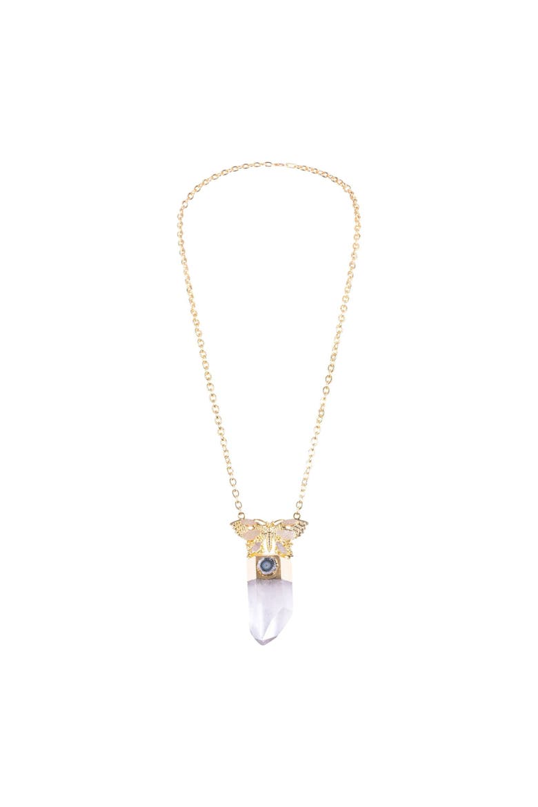 Monarch Quartz Necklace, Main, color, Gold