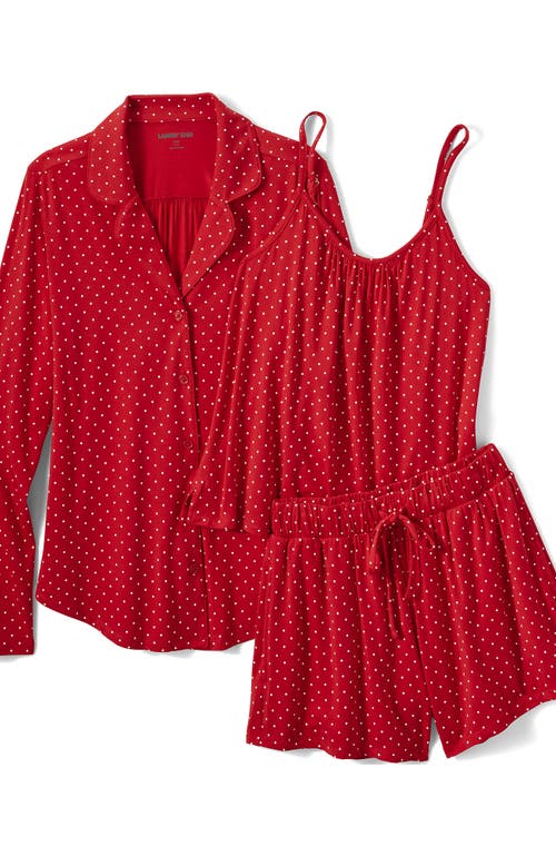 Lands' End Cooling 3 Piece Pajama Set In Red