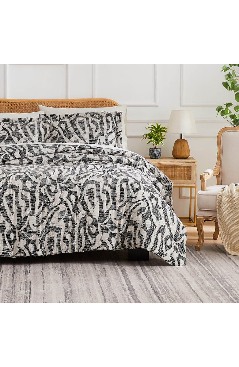 SOUTHSHORE FINE LINENS Khari Reversible Duvet & Sham Set, Alternate, color, Charcoal