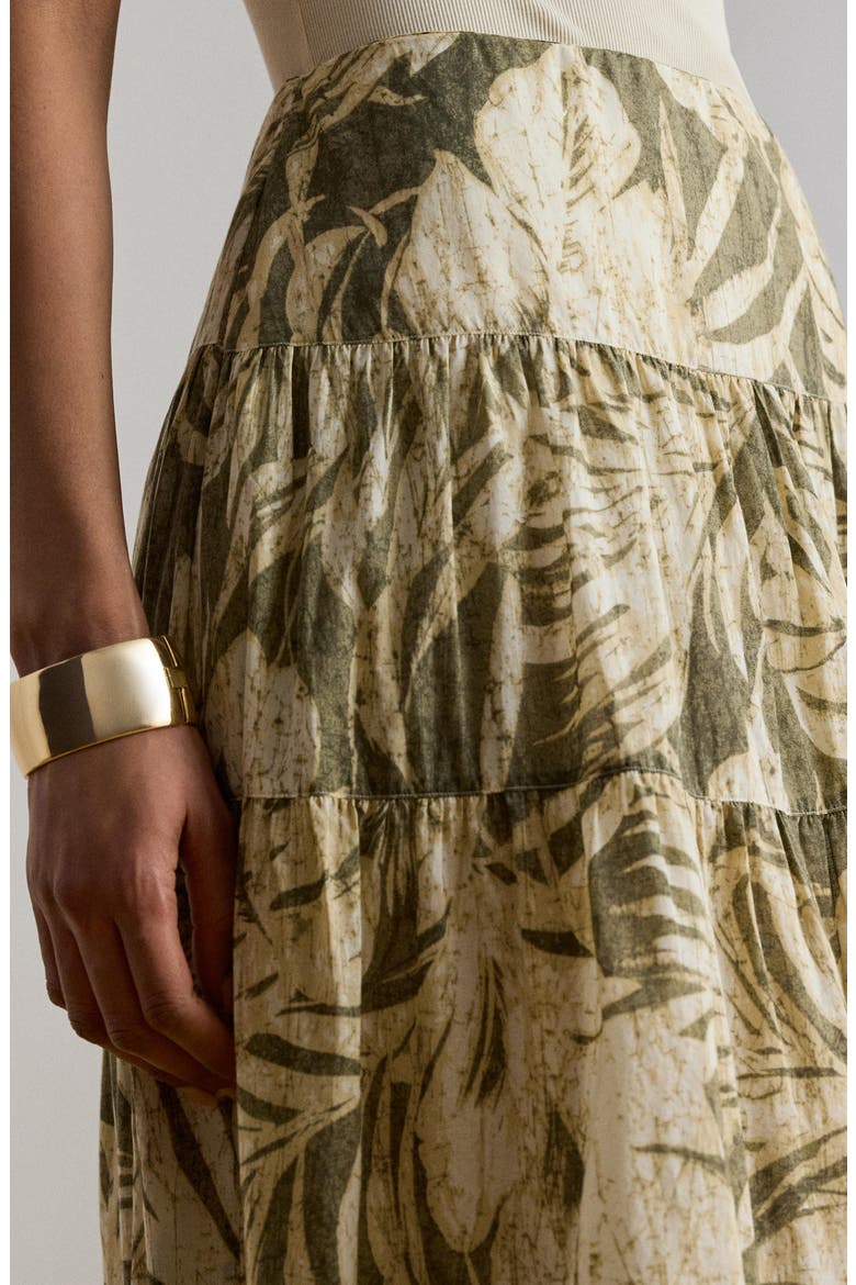 Palm Front Print Cotton Voile Midi Skirt, Alternate, color, FARM OLIVE GREEN