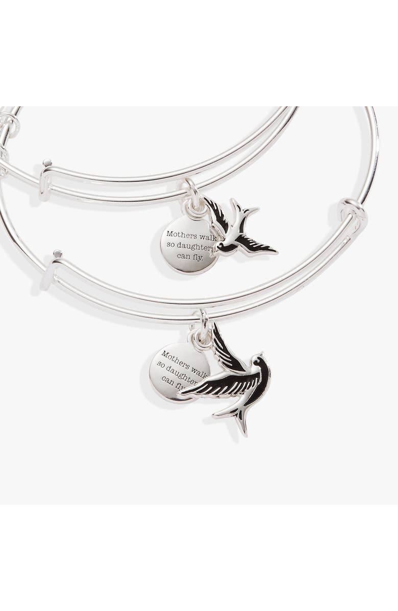 Alex and Ani Mother & Daughter Sparrow Bangle Set of 2, Alternate, color, Silver