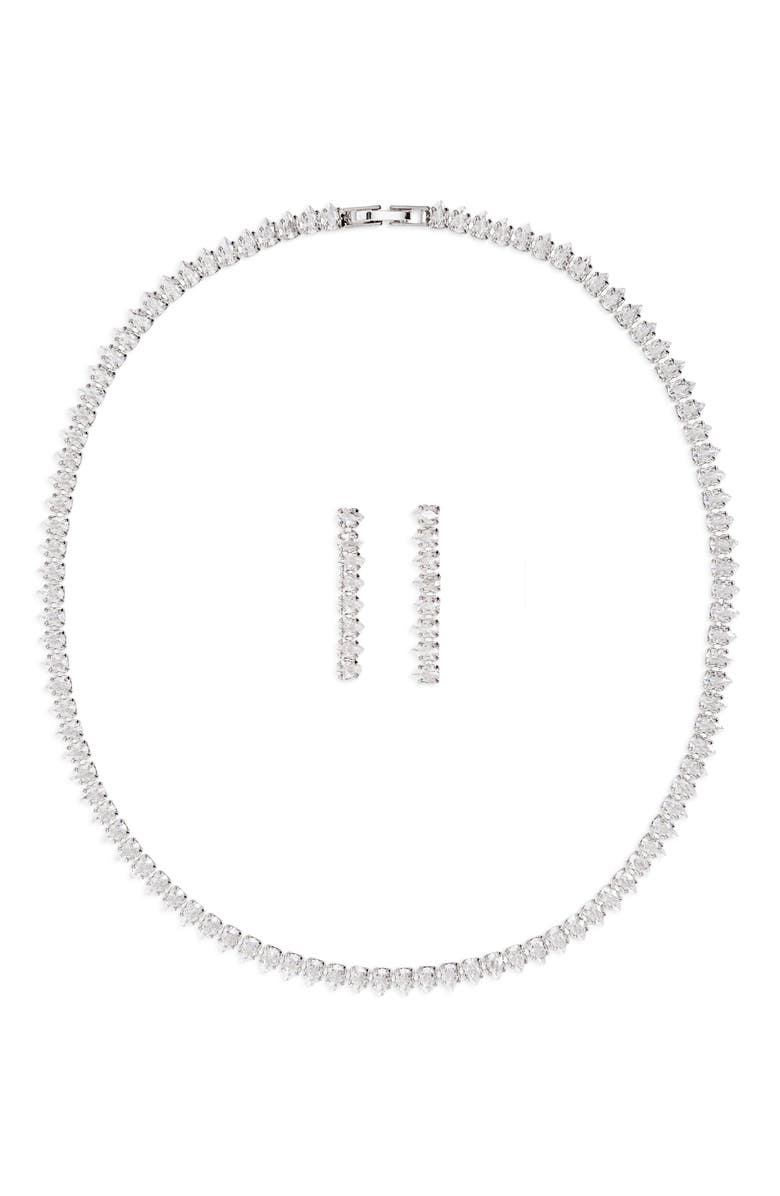 Tasha 2-Piece Tennis Necklace & Earrings Set, Main, color, 