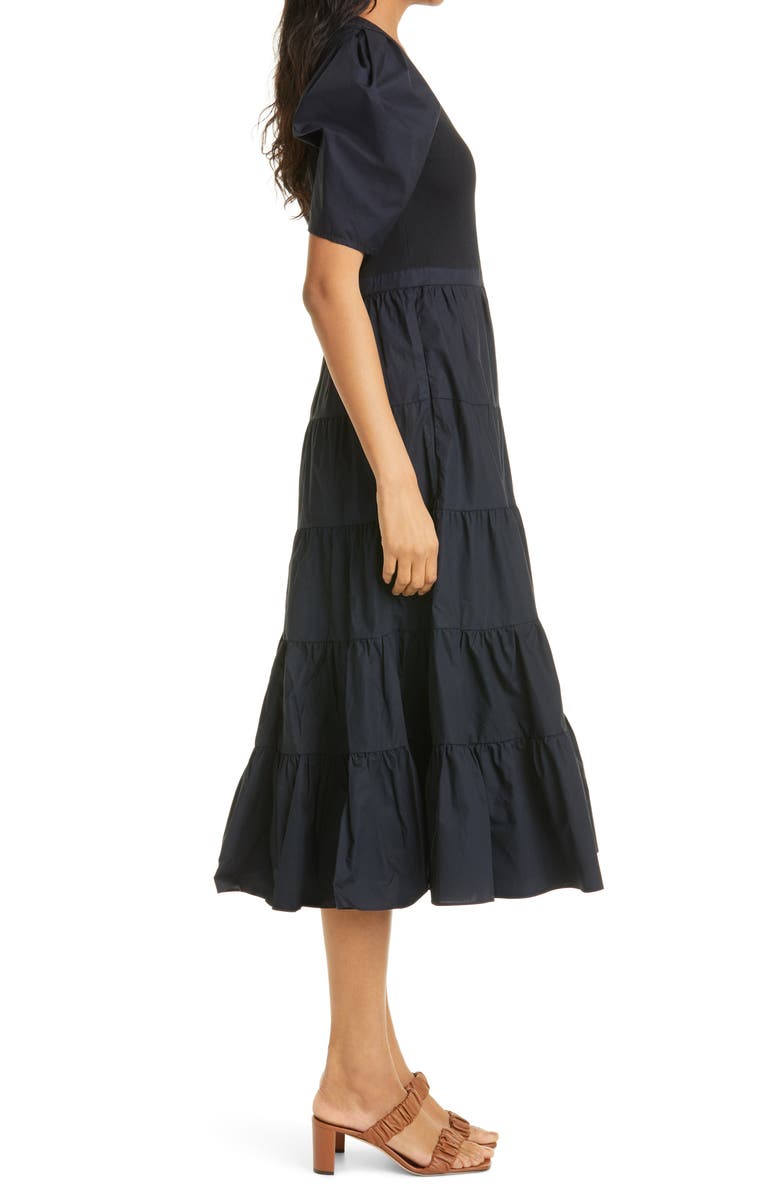 Ulla Johnson Rory Mixed Media Cotton A-Line Dress, Alternate, color, 