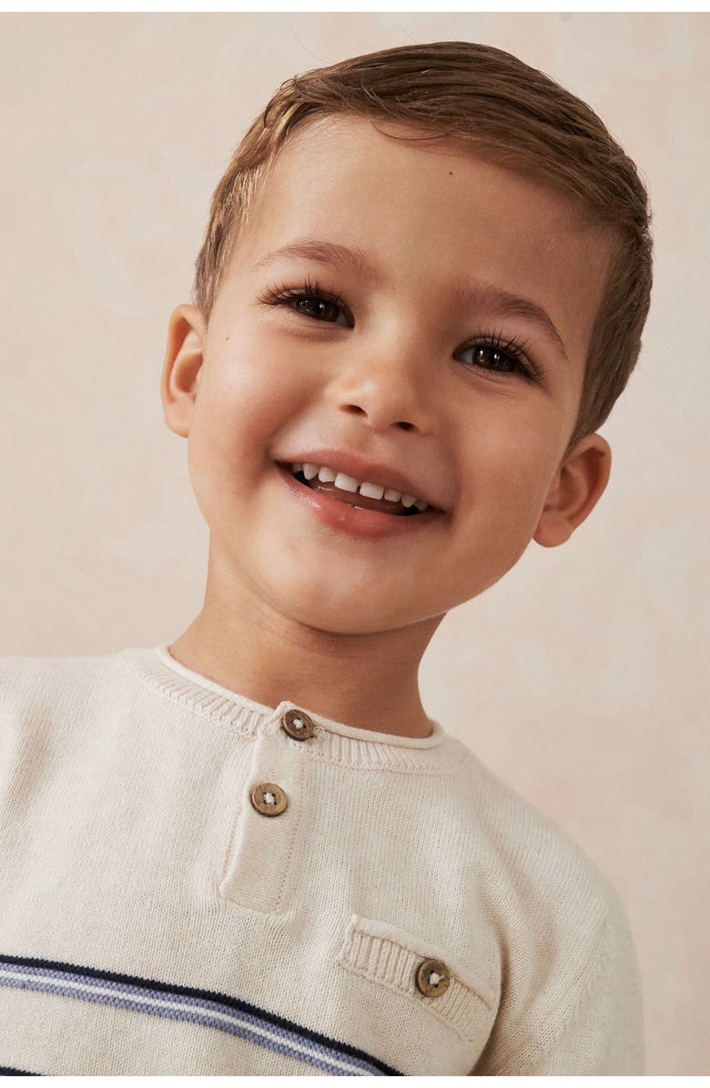 NEXT Kids' Stripe Cotton Henley Sweater, Alternate, color, 