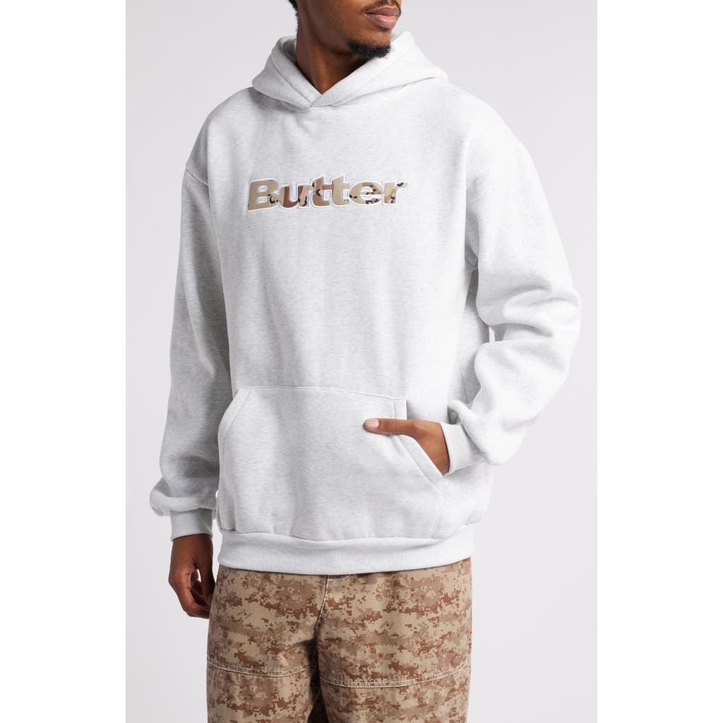Butter Goods Camo Appliqué Logo Hoodie in Ash