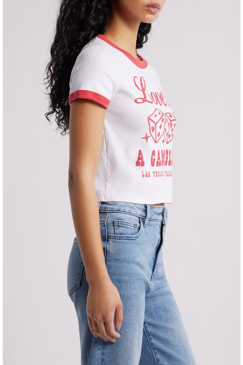 Love's a Gamble Crop Graphic T-Shirt, Alternate, color, RED/ WHITE
