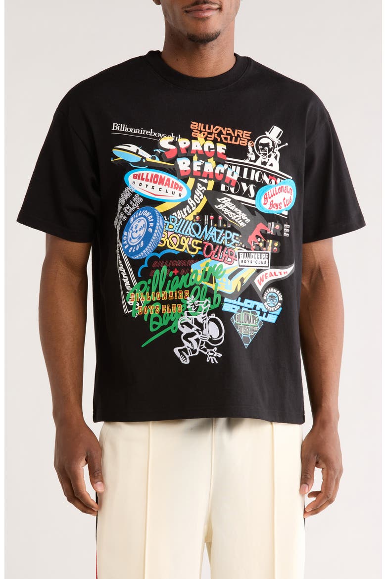 Space Beach Club Graphic T-Shirt, Main, color, BLACK