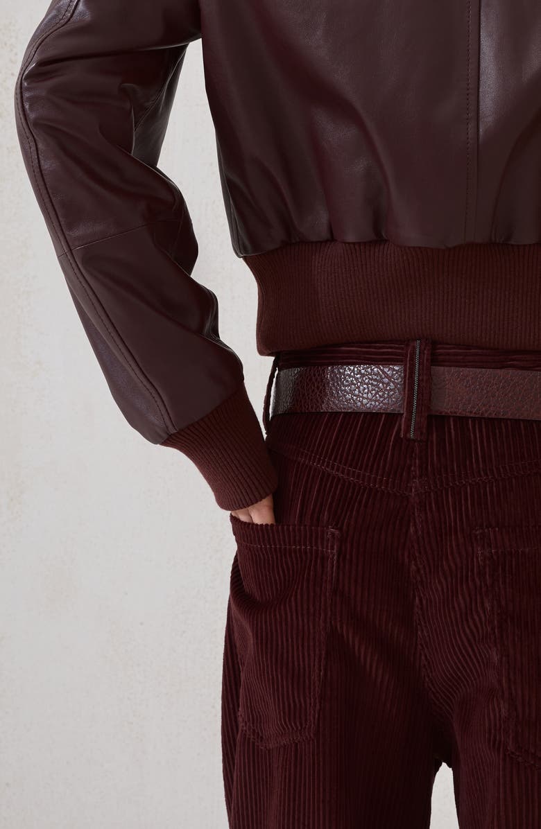 Brunello Cucinelli Straight five-pocket trousers, Alternate, color, Burgundy