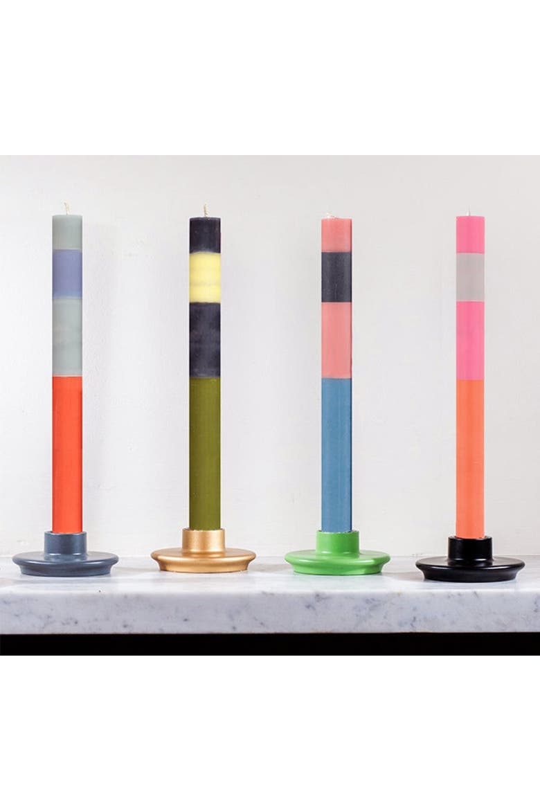 Abstract Striped Dinner Candles - Set of 4, Alternate, color, Olive, Indigo, Jasmine
