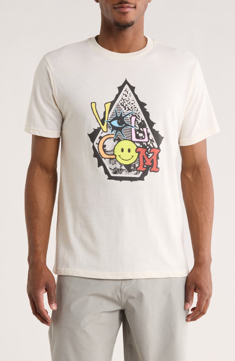 Volcom Psychosis Short Sleeve Graphic T-Shirt, Main, color, Off White Heather