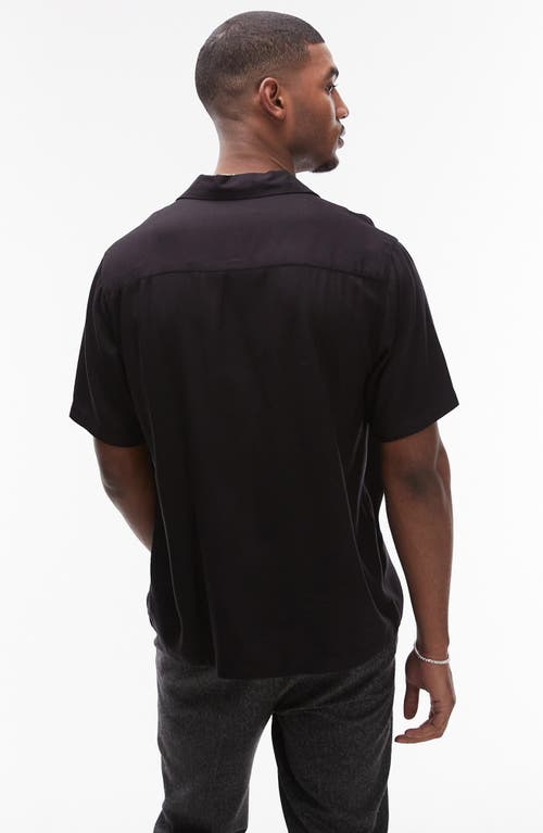 Topman Short Sleeve Linen Blend Shirt In Black