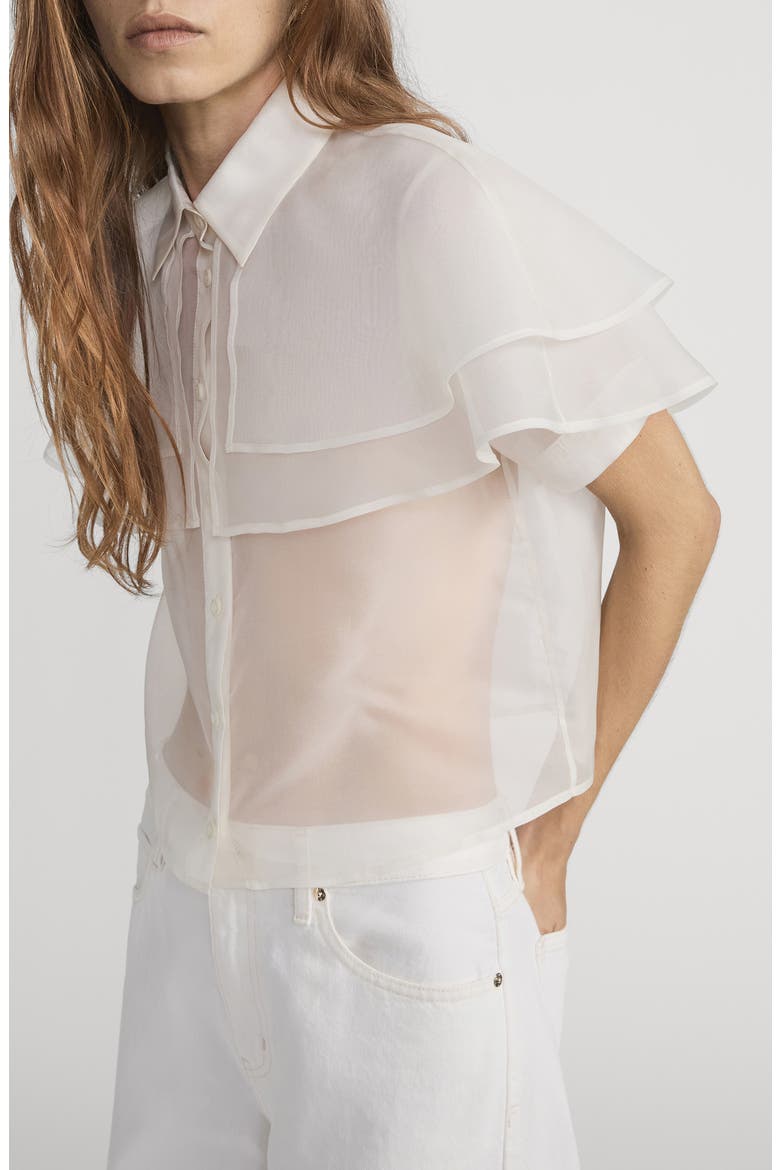 Cape Accent Silk Button-Up Shirt, Alternate, color, CREAM