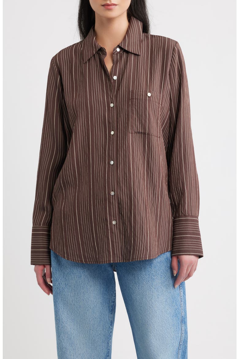 Beck Striped Button-Front Shirt, Main, color, CHICORY STRIPE