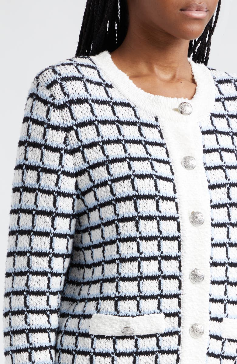 Veronica Beard Lavigne Check Organic Cotton Cardigan, Alternate, color, 