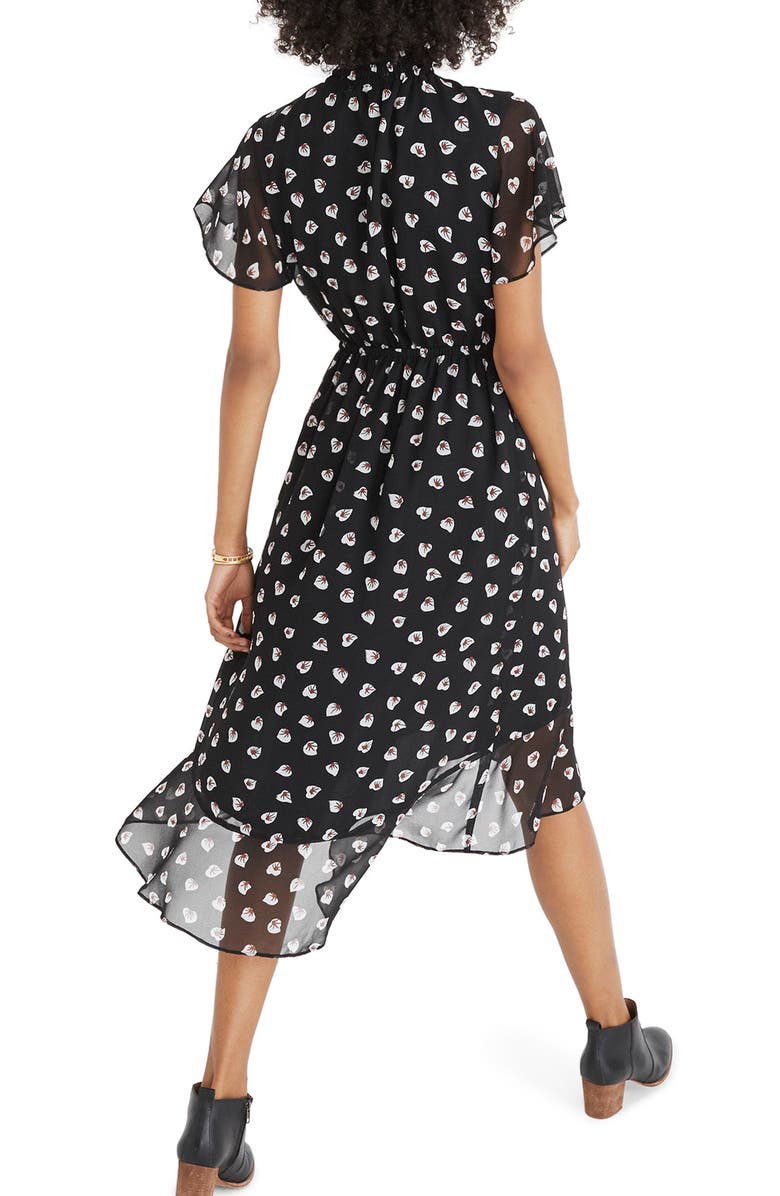 Madewell Amaryllis Ruffle Hem Midi Dress, Alternate, color,