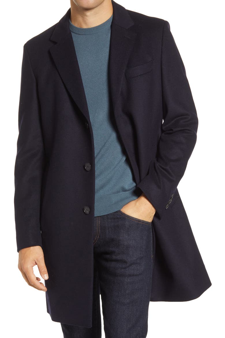Nye Wool & Cashmere Overcoat, Main, color, DK BU