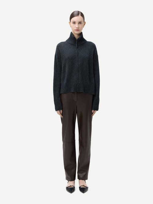 Gobi Mongolian Cashmere Cashmere Zip Cardigan In Charcoal