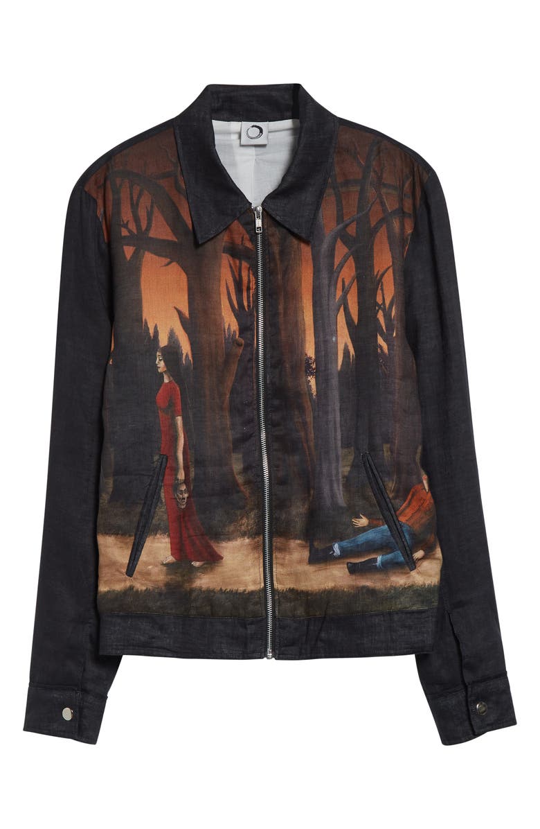 ENDLESS JOY In the Pines Border French Linen Blouson Jacket, Alternate, color, 