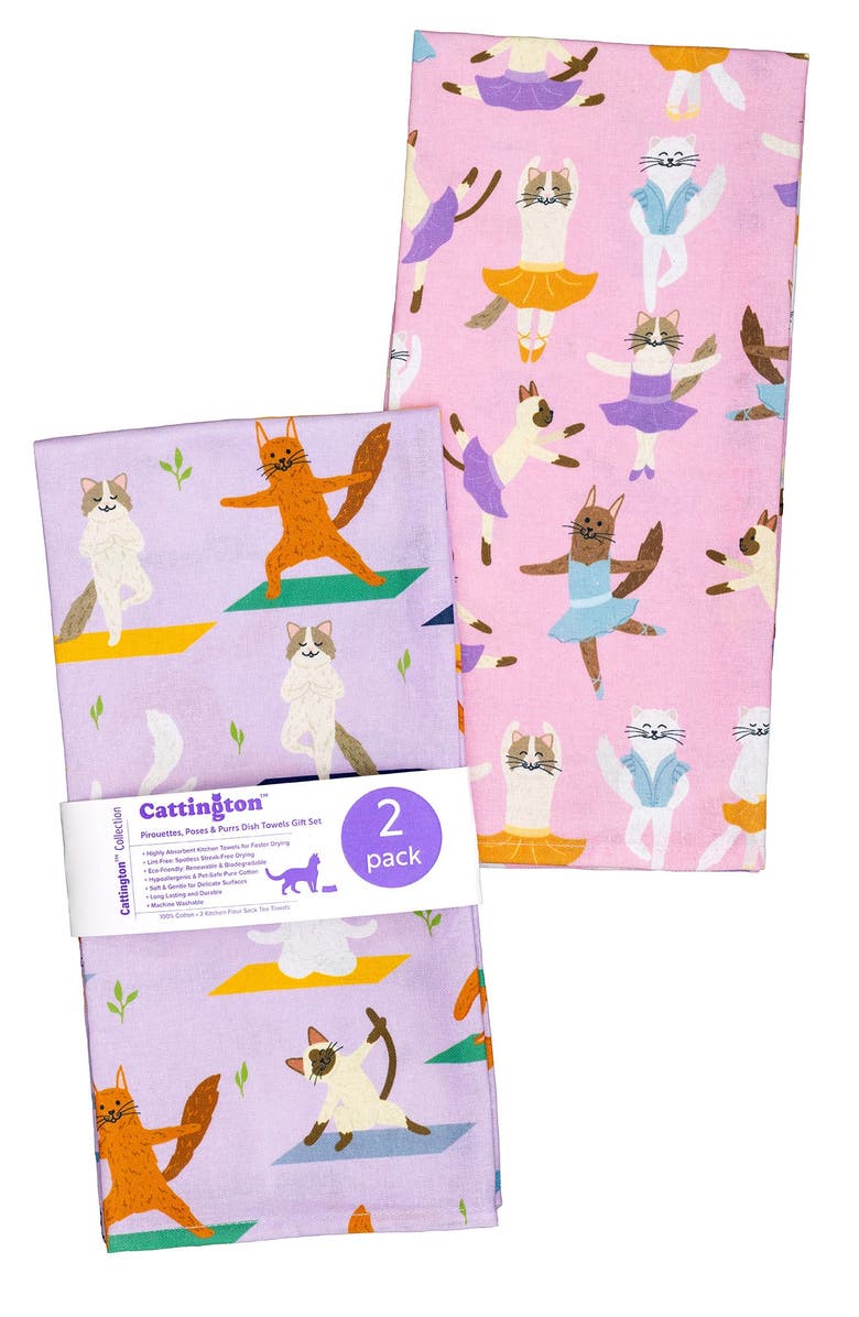 Cattington Cat Kitchen Towels - Pirouettes, Poses, and Purrs, Alternate, color, Pirouettes, Poses, And Purrs