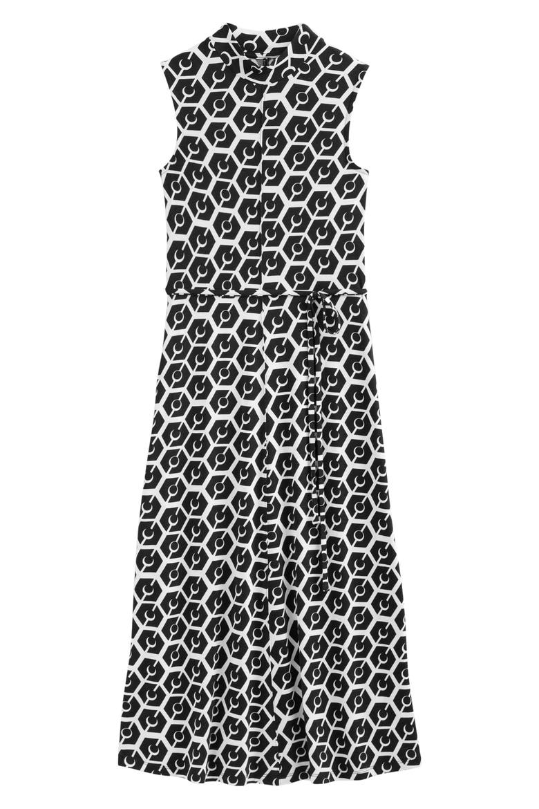 Tie Waist Sleeveless Jersey Midi Dress, Alternate, color, BLACK REVERIE