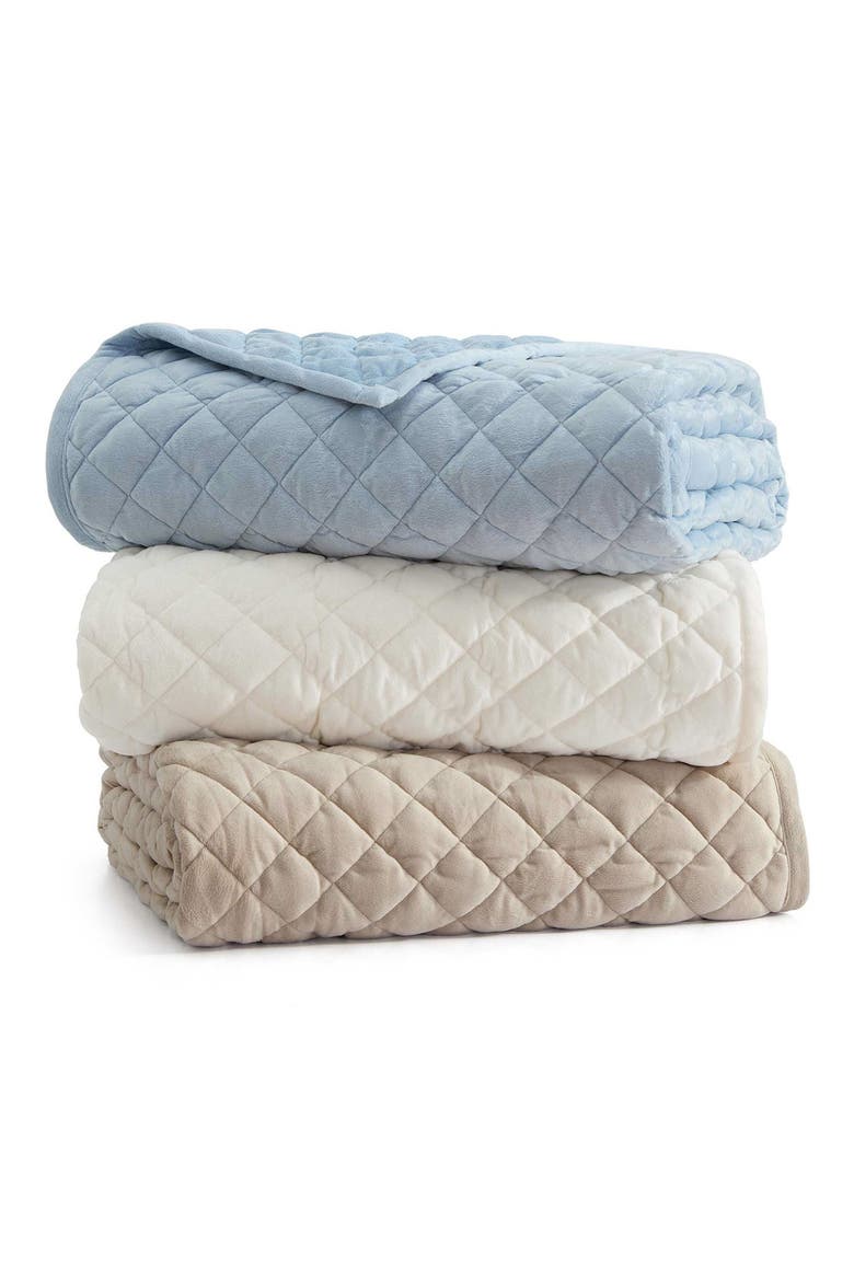 Simone Microfiber Bed Blanket, Alternate, color, HYDRANGEA BLUE